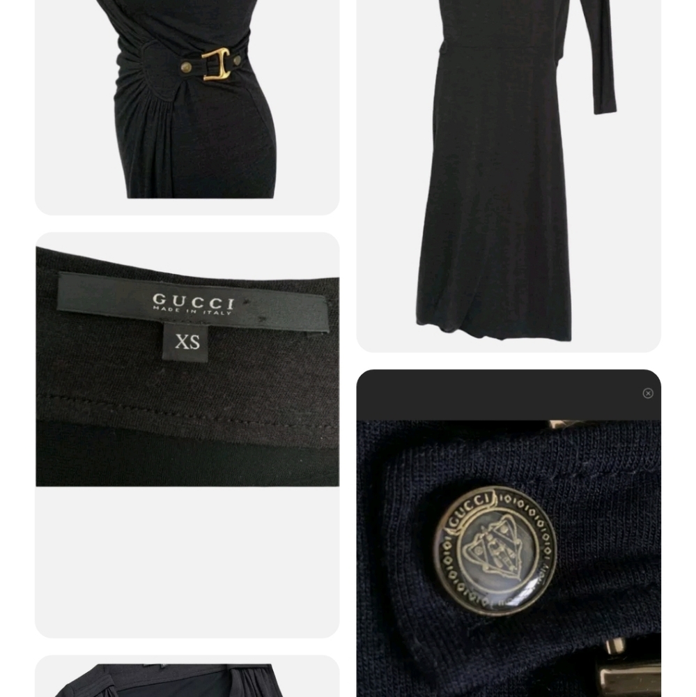 Gucci One Shoulder Dark Gray Knit Faux Wrap Dress 2008 Collection Frida Giannini